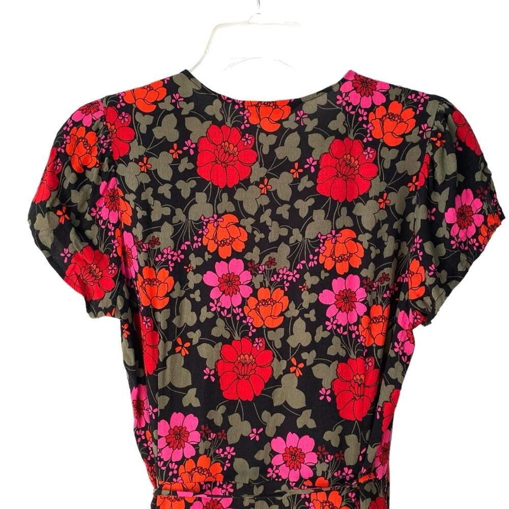 Rolla’s Cleo Rambling Floral Mini Wrap Dress size medium Black Red Pink Flowers - Picture 8 of 12
